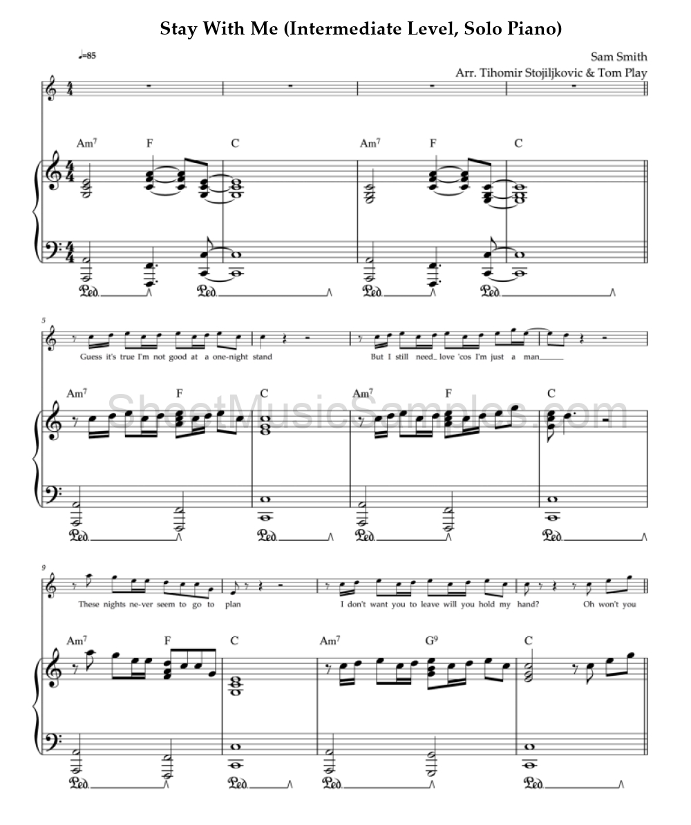 Stay With Me (Intermediate Level, Solo Piano)