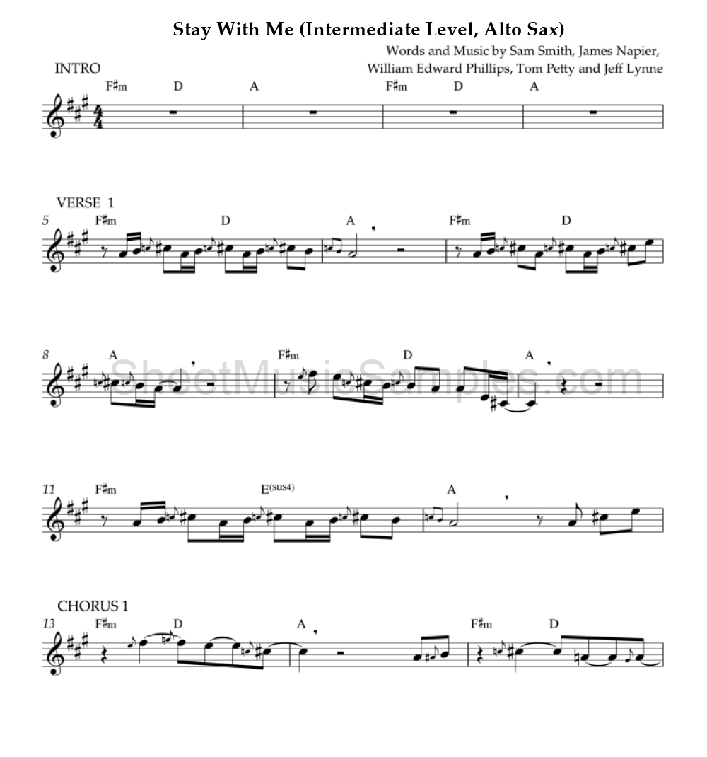 Stay With Me (Intermediate Level, Alto Sax)