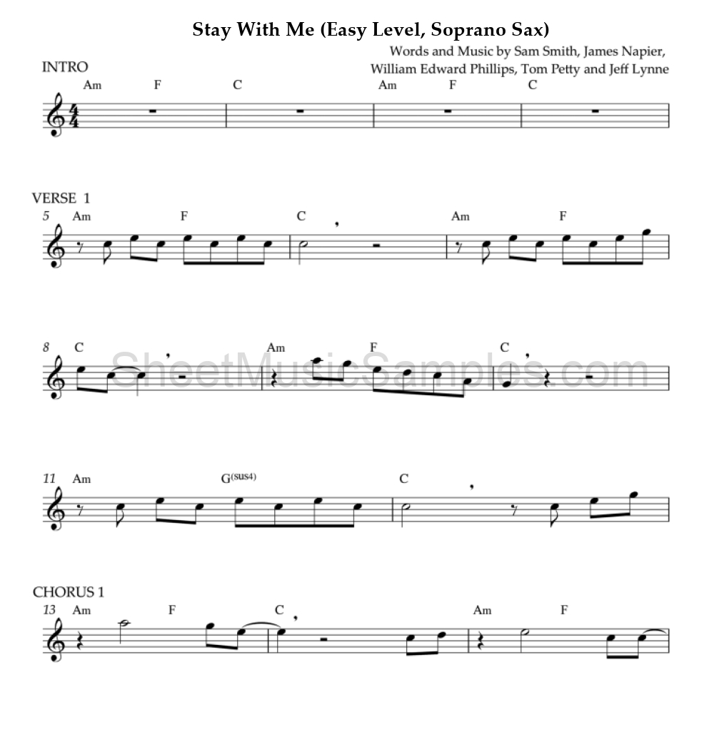 Stay With Me (Easy Level, Soprano Sax)