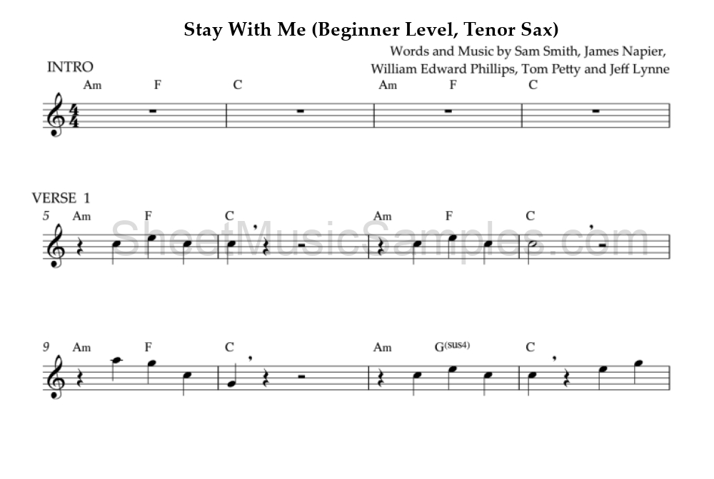 Stay With Me (Beginner Level, Tenor Sax)