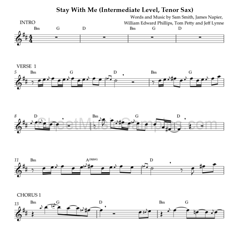 Stay With Me (Intermediate Level, Tenor Sax)