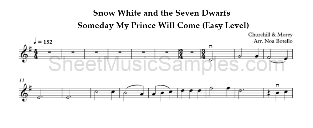 Snow White and the Seven Dwarfs - Someday My Prince Will Come (Easy Level)