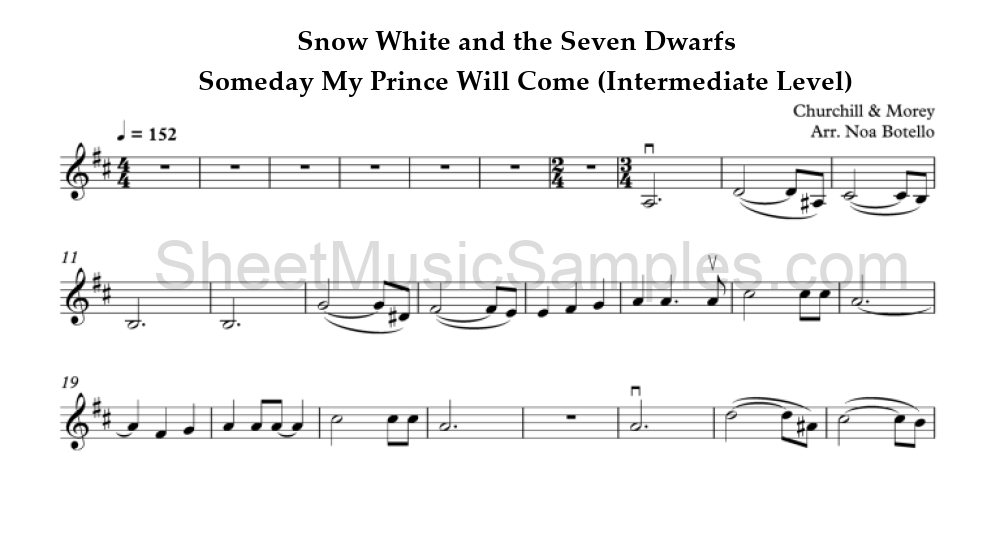 Snow White and the Seven Dwarfs - Someday My Prince Will Come (Intermediate Level)