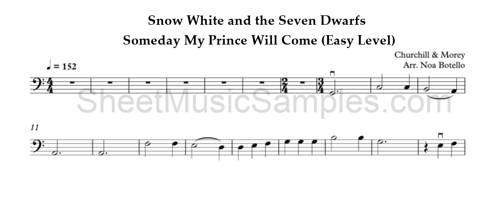 Snow White and the Seven Dwarfs - Someday My Prince Will Come (Easy Level)