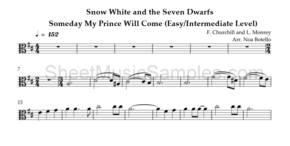 Snow White and the Seven Dwarfs - Someday My Prince Will Come (Easy/Intermediate Level)