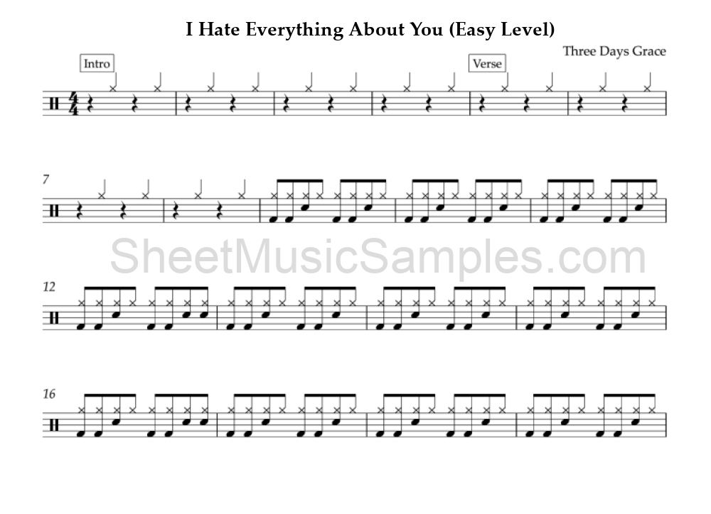 I Hate Everything About You (Easy Level)