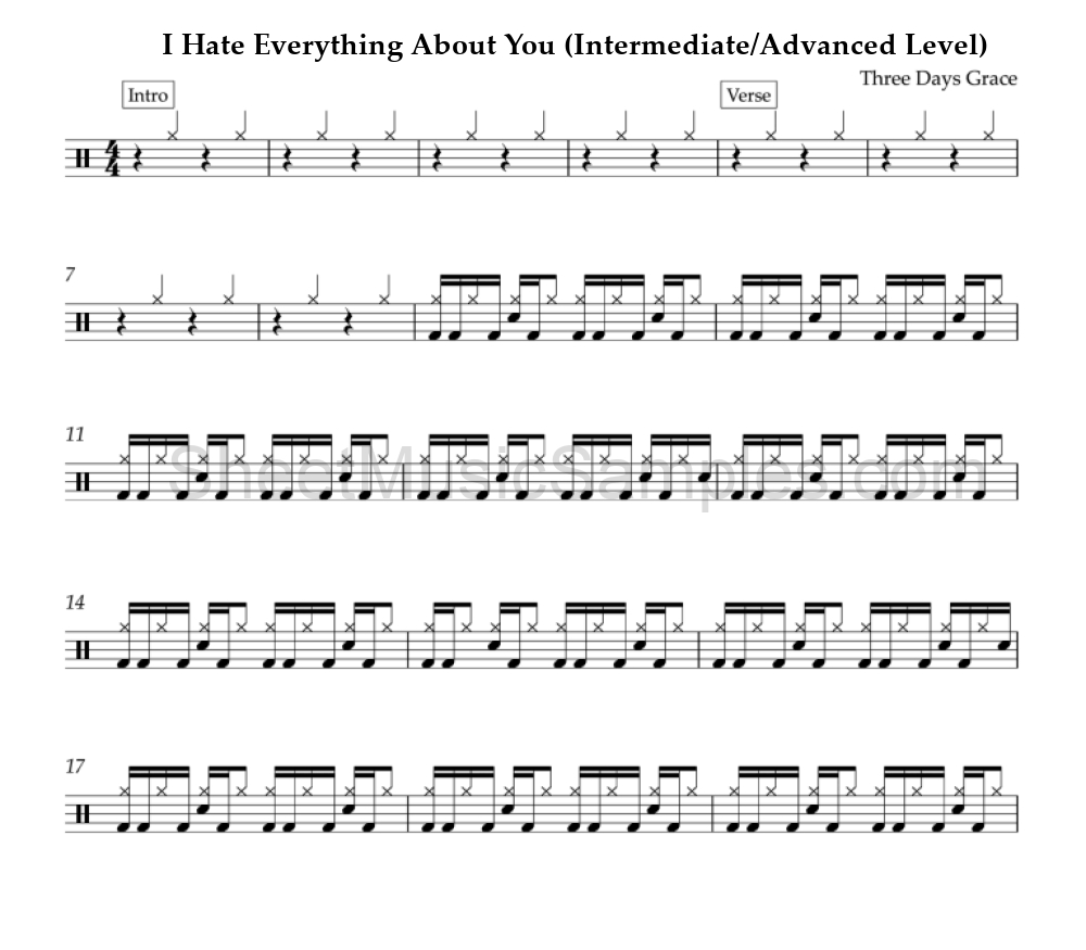 I Hate Everything About You (Intermediate/Advanced Level)