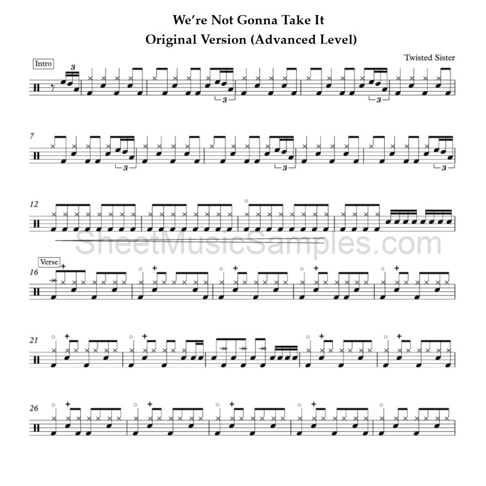 We’re Not Gonna Take It - Original Version (Advanced Level)