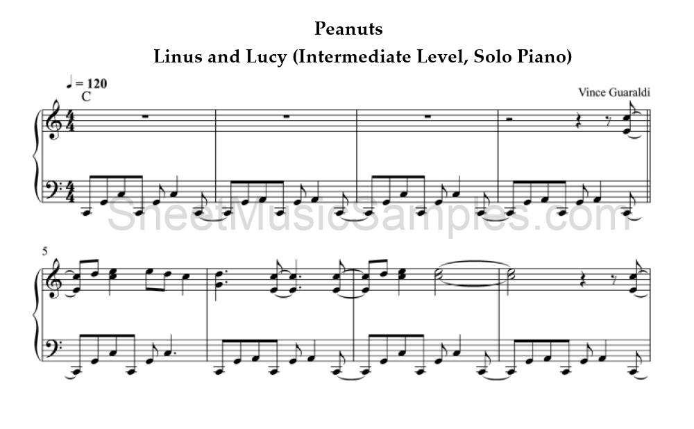 Peanuts - Linus and Lucy (Intermediate Level, Solo Piano)