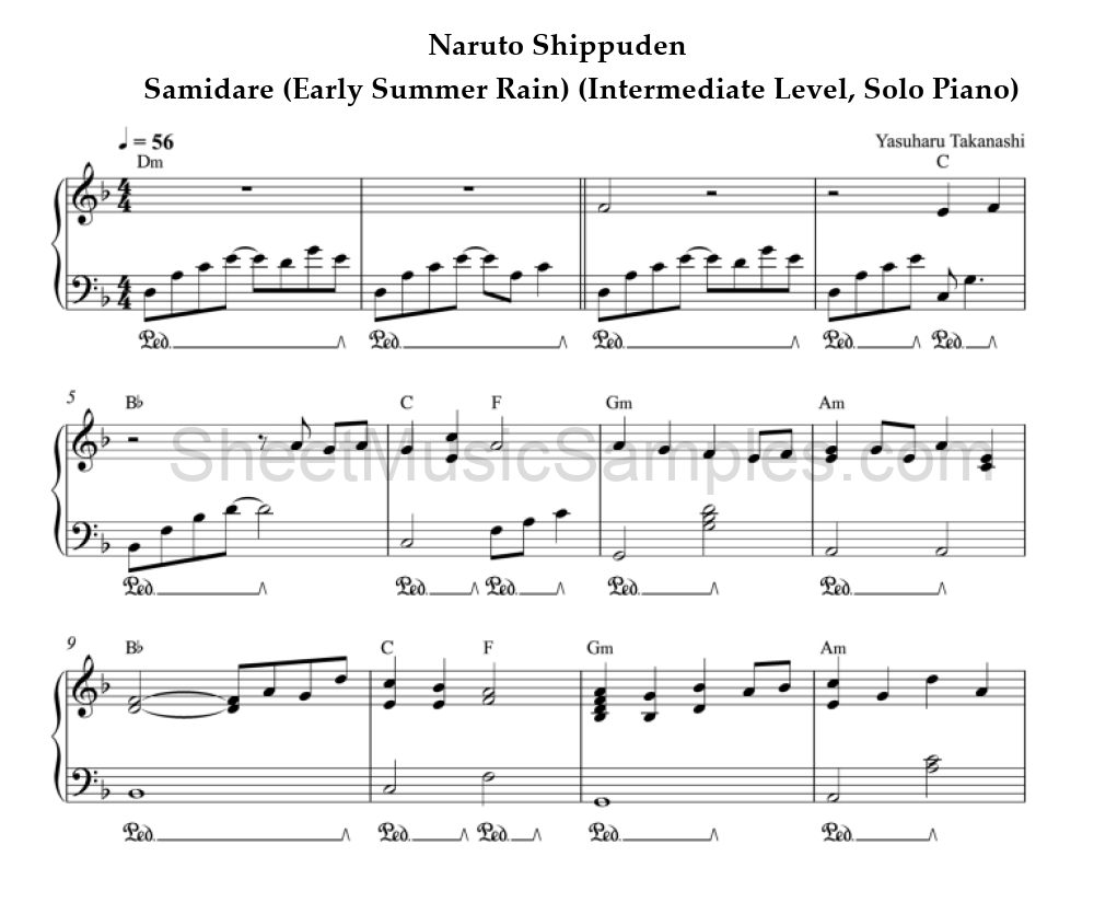 Naruto Shippuden - Samidare (Early Summer Rain) (Intermediate Level, Solo Piano)