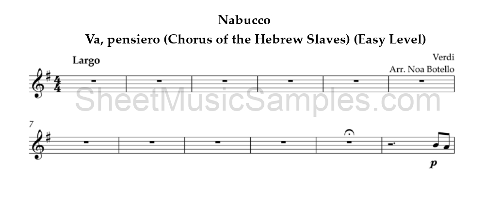 Nabucco - Va, pensiero (Chorus of the Hebrew Slaves) (Easy Level)