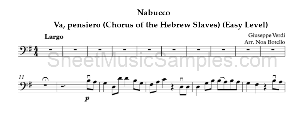 Nabucco - Va, pensiero (Chorus of the Hebrew Slaves) (Easy Level)