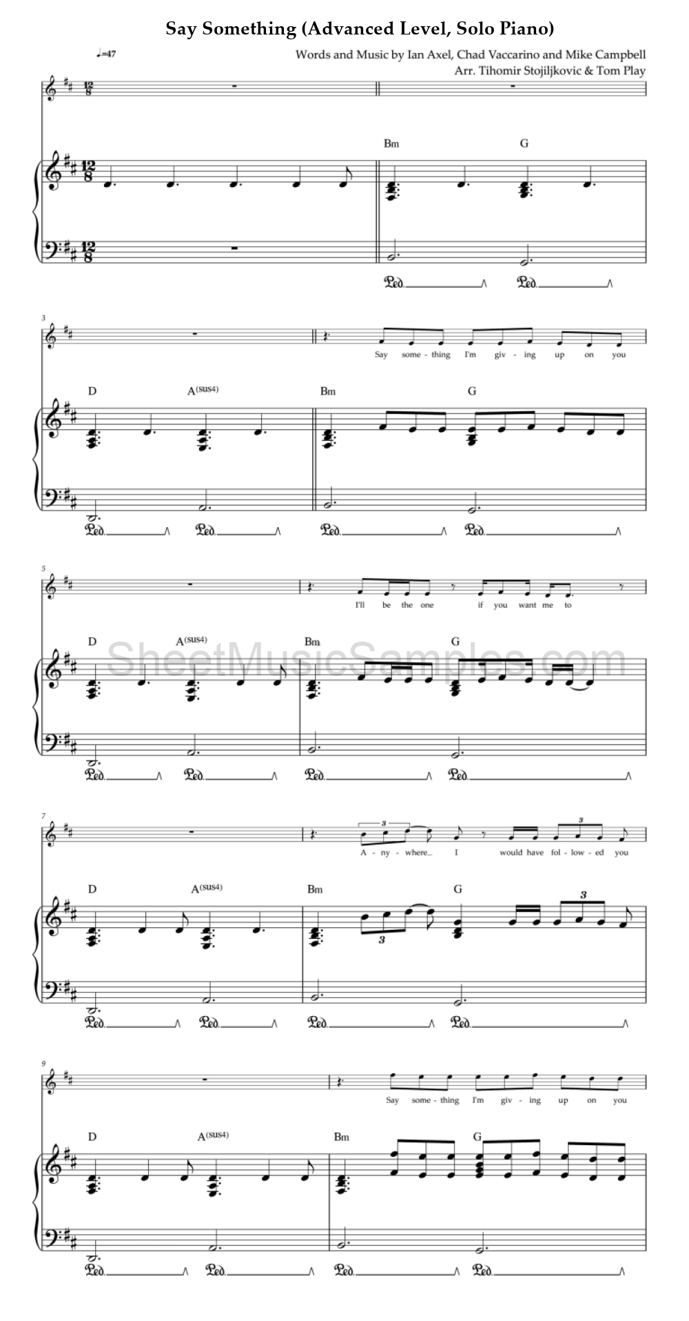 Say Something (Advanced Level, Solo Piano)