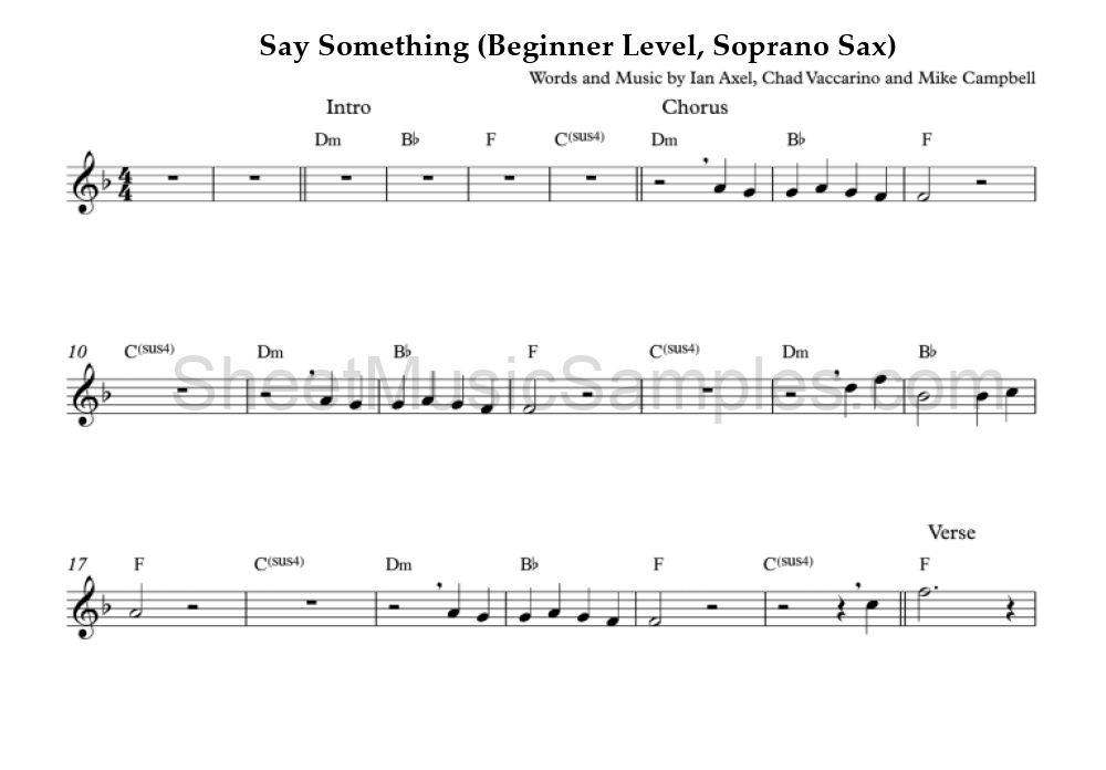 Say Something (Beginner Level, Soprano Sax)