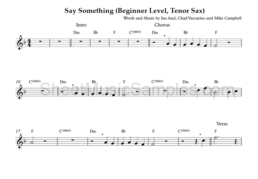 Say Something (Beginner Level, Tenor Sax)