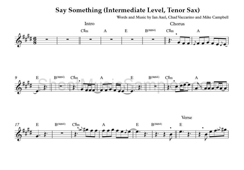 Say Something (Intermediate Level, Tenor Sax)