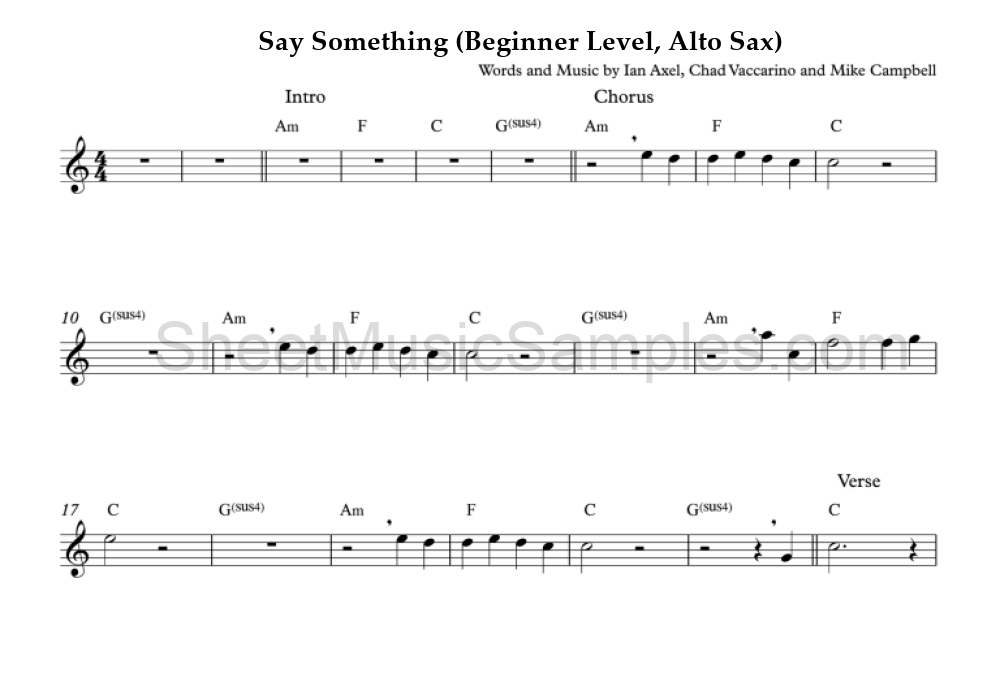 Say Something (Beginner Level, Alto Sax)