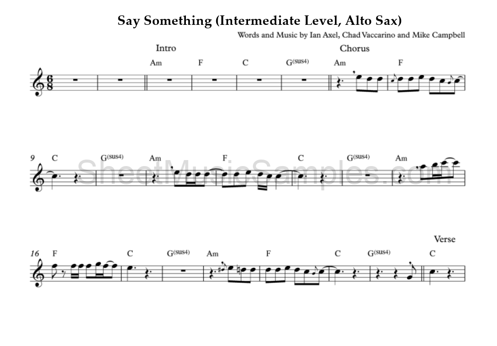 Say Something (Intermediate Level, Alto Sax)