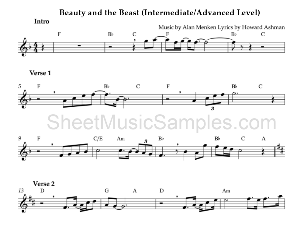 Beauty and the Beast (Intermediate/Advanced Level)