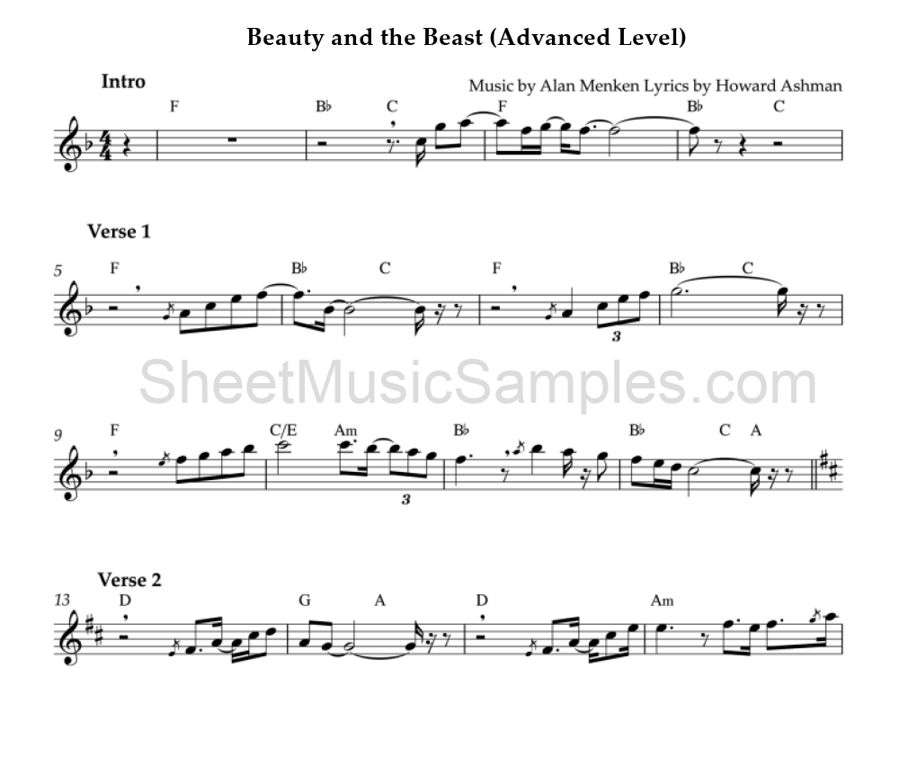 Beauty and the Beast (Advanced Level)