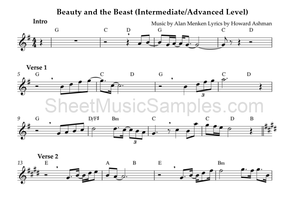 Beauty and the Beast (Intermediate/Advanced Level)