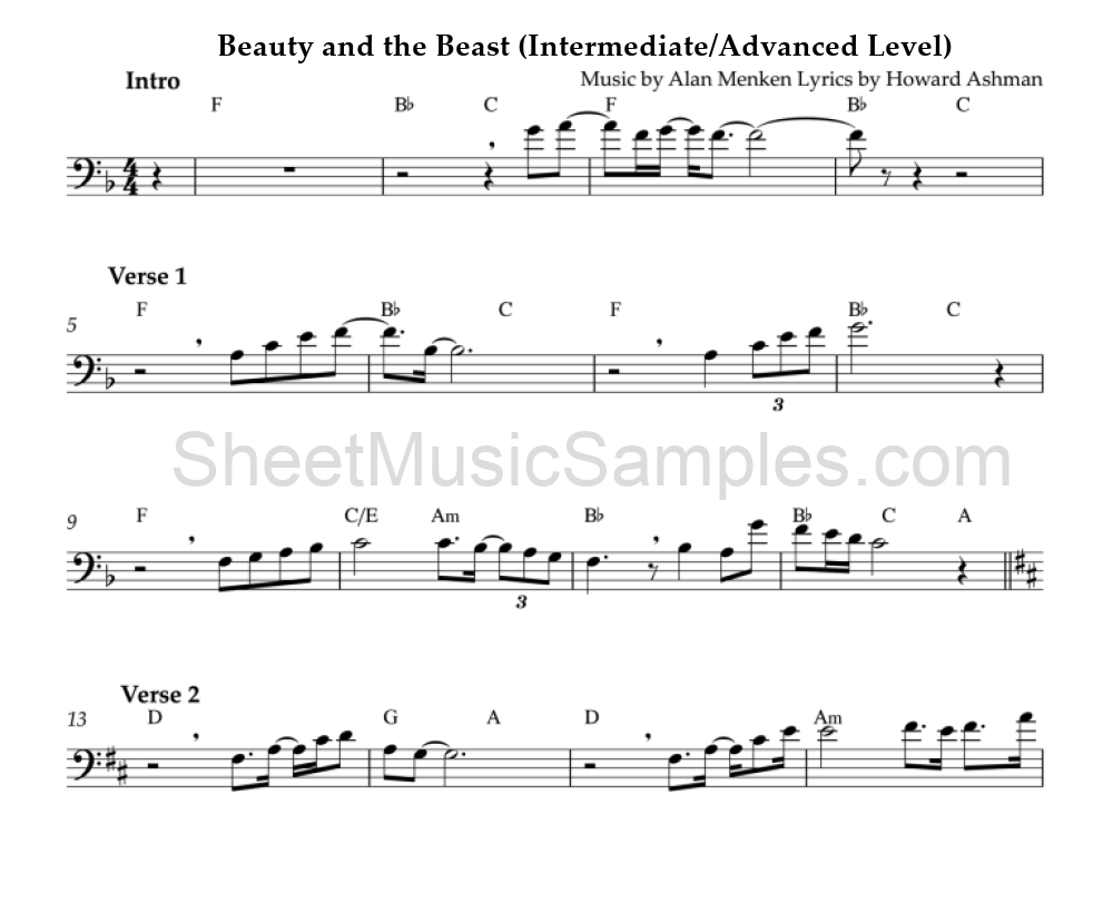 Beauty and the Beast (Intermediate/Advanced Level)