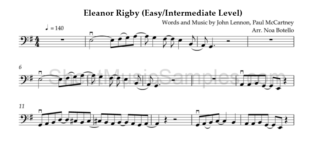 Eleanor Rigby (Easy/Intermediate Level)