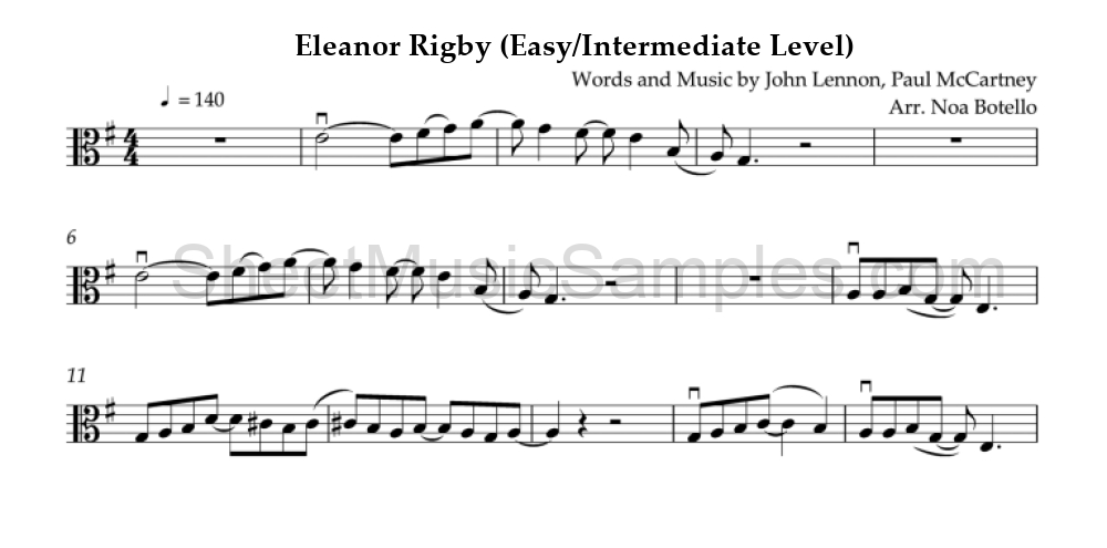 Eleanor Rigby (Easy/Intermediate Level)