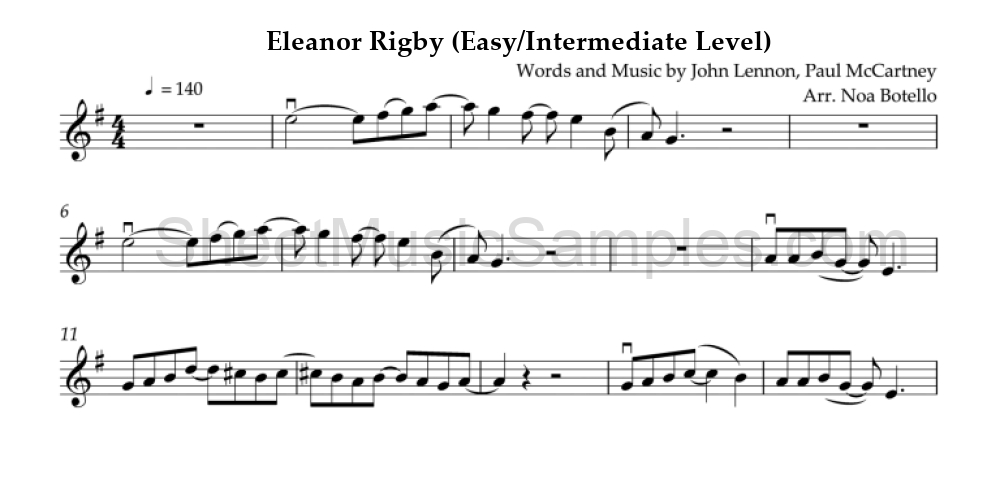 Eleanor Rigby (Easy/Intermediate Level)