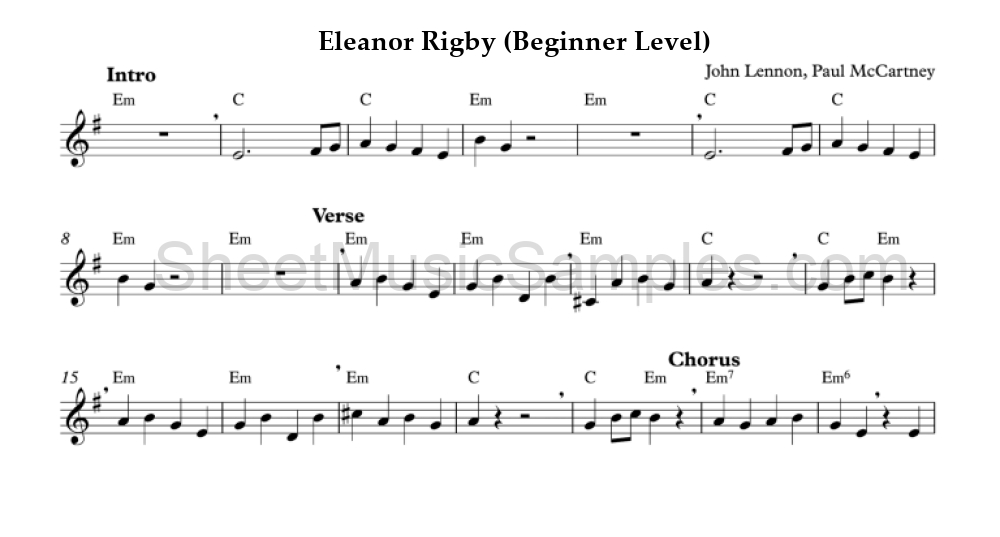 Eleanor Rigby (Beginner Level)