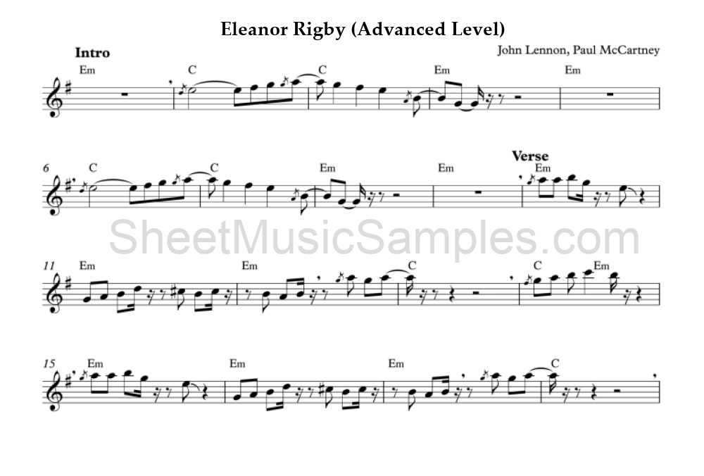 Eleanor Rigby (Advanced Level)