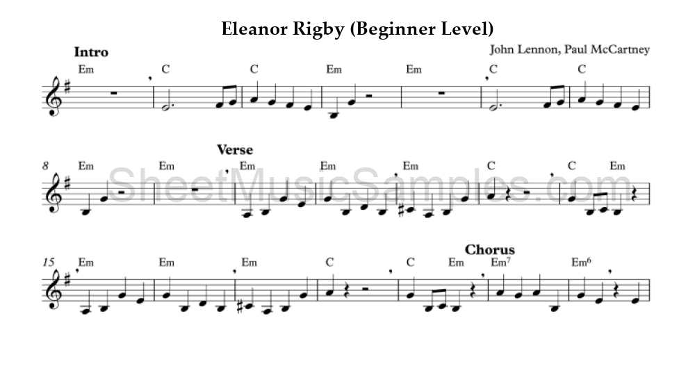 Eleanor Rigby (Beginner Level)