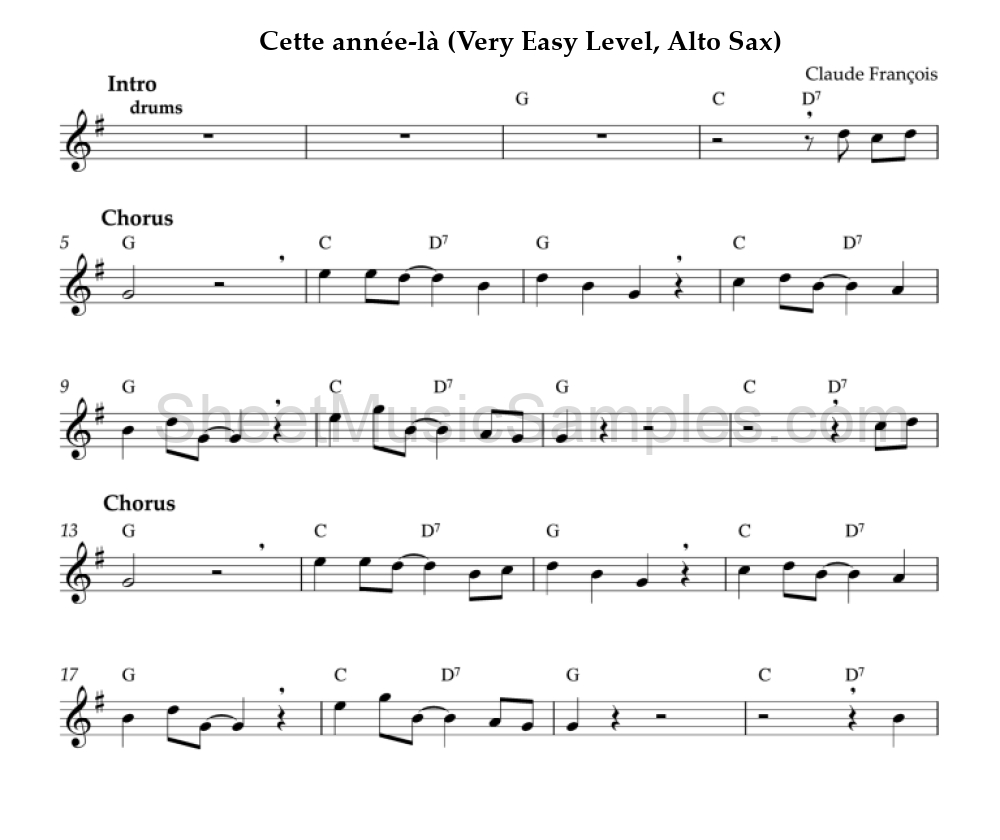 Cette année-là (Very Easy Level, Alto Sax)