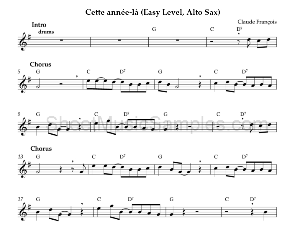 Cette année-là (Easy Level, Alto Sax)