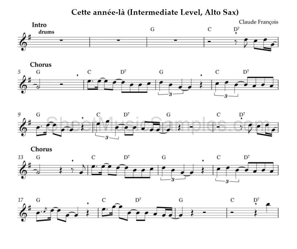 Cette année-là (Intermediate Level, Alto Sax)