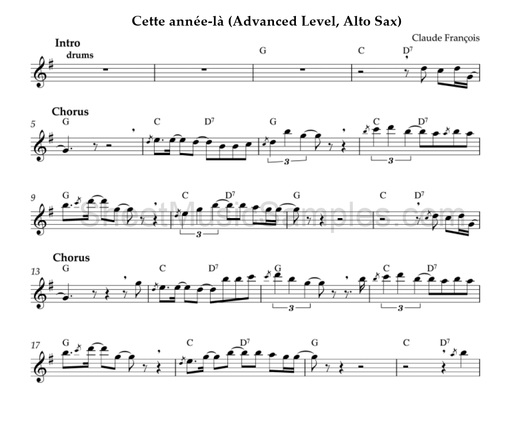 Cette année-là (Advanced Level, Alto Sax)