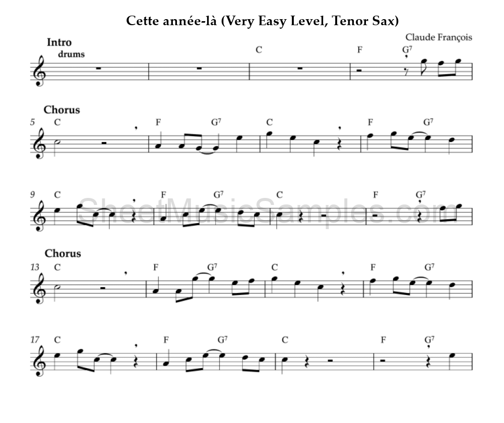 Cette année-là (Very Easy Level, Tenor Sax)