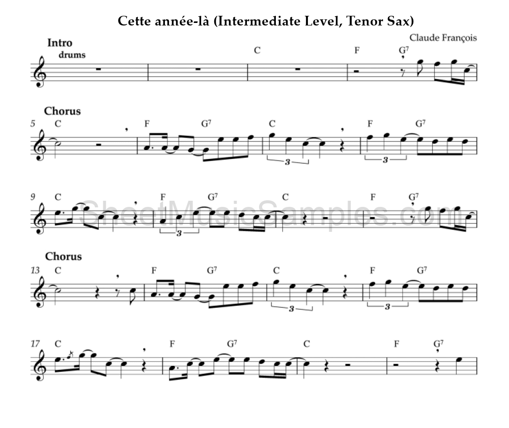 Cette année-là (Intermediate Level, Tenor Sax)