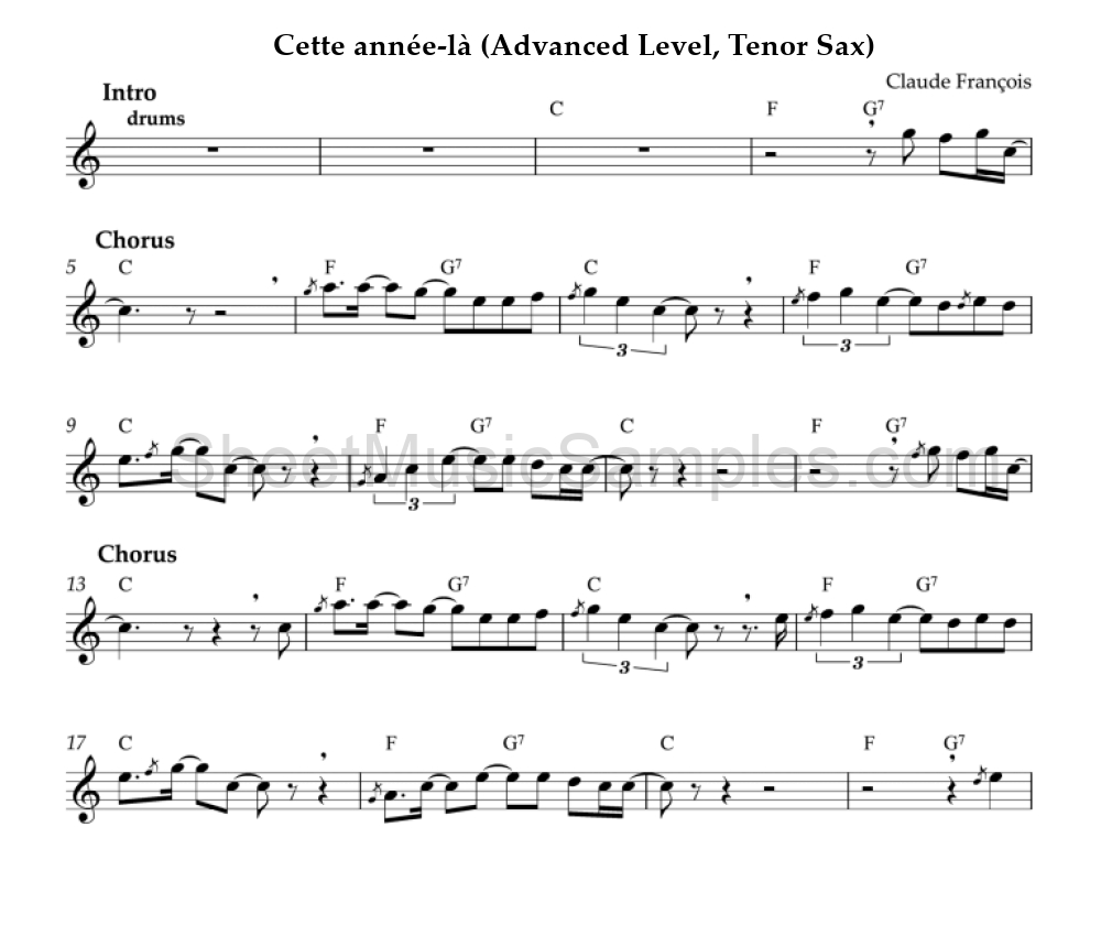 Cette année-là (Advanced Level, Tenor Sax)