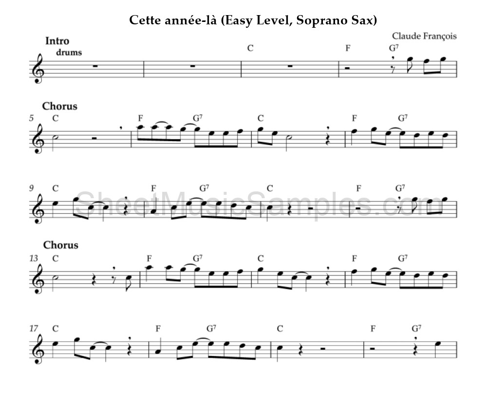 Cette année-là (Easy Level, Soprano Sax)