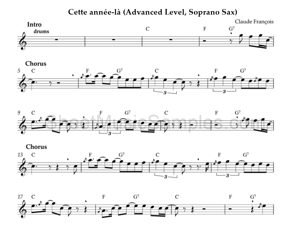 Cette année-là (Advanced Level, Soprano Sax)