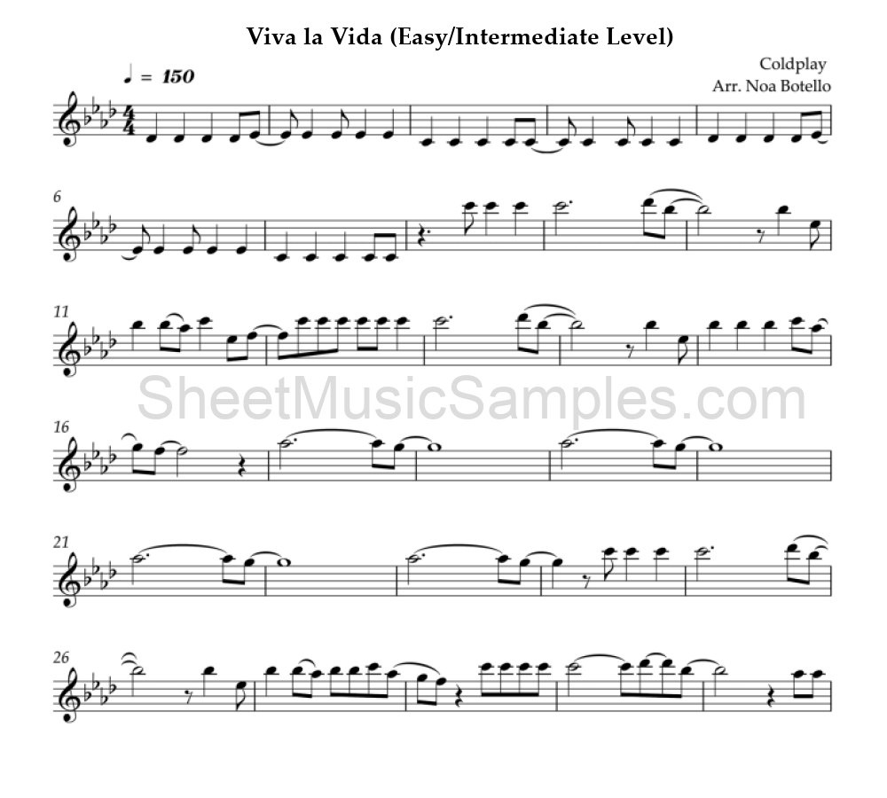 Viva la Vida (Easy/Intermediate Level)