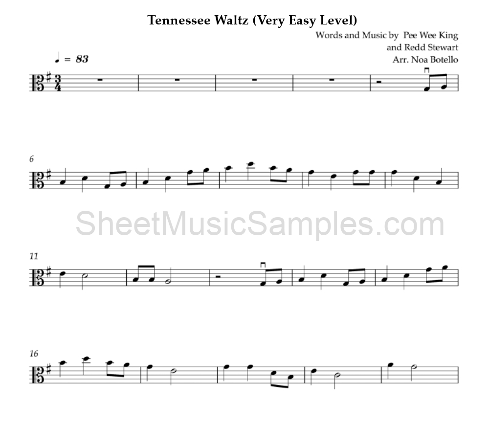 Tennessee Waltz (Very Easy Level)