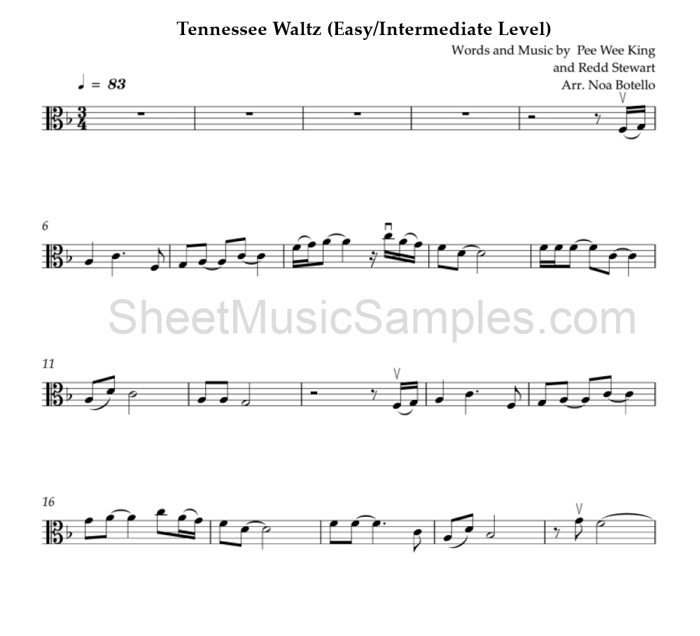 Tennessee Waltz (Easy/Intermediate Level)