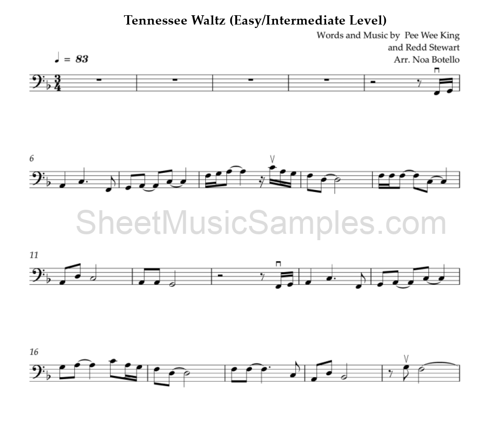 Tennessee Waltz (Easy/Intermediate Level)