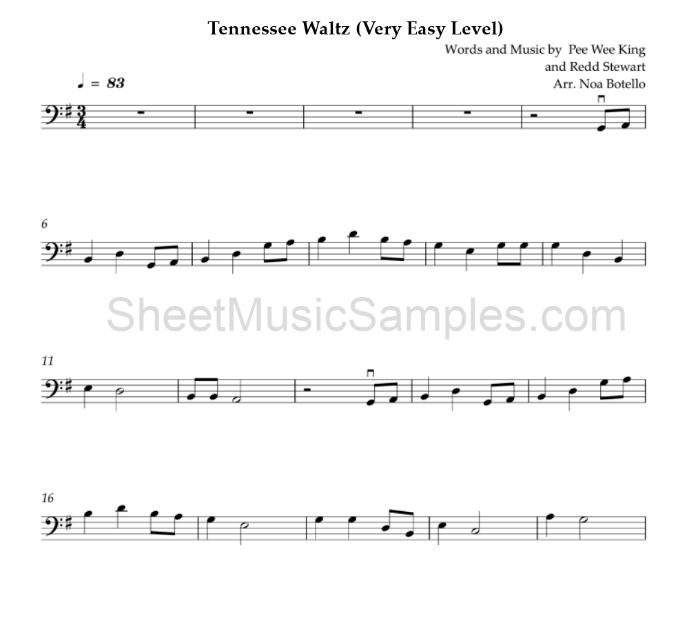 Tennessee Waltz (Very Easy Level)