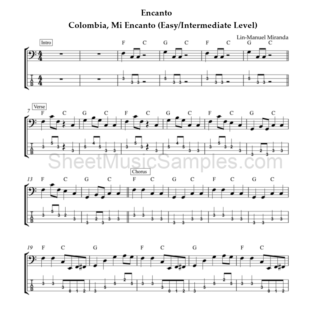 Encanto - Colombia, Mi Encanto (Easy/Intermediate Level)