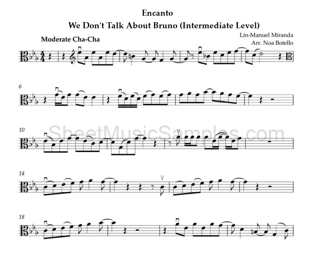 Encanto - We Don't Talk About Bruno (Intermediate Level)