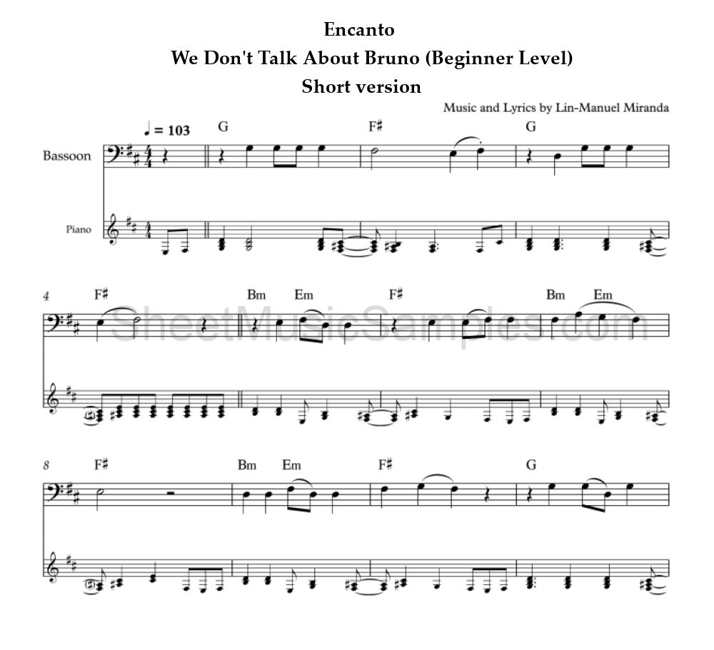 Encanto - We Don't Talk About Bruno (Beginner Level) - Short version