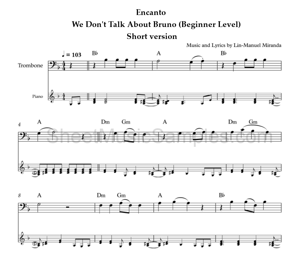 Encanto - We Don't Talk About Bruno (Beginner Level) - Short version